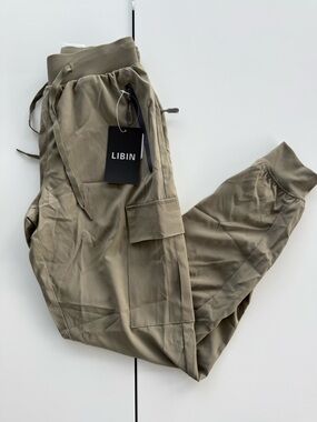 Libian women’s Olive Green Cargo Joggers with Drawstring Waist